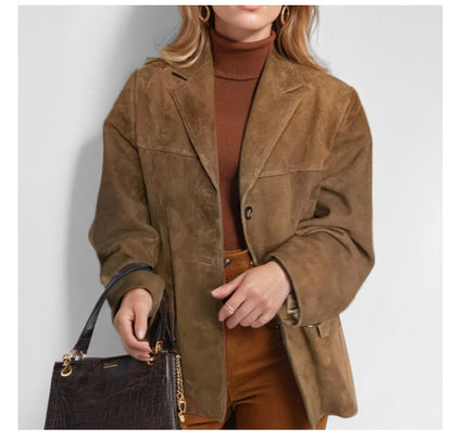 VintageVerve Turn-Down Collar Coat
