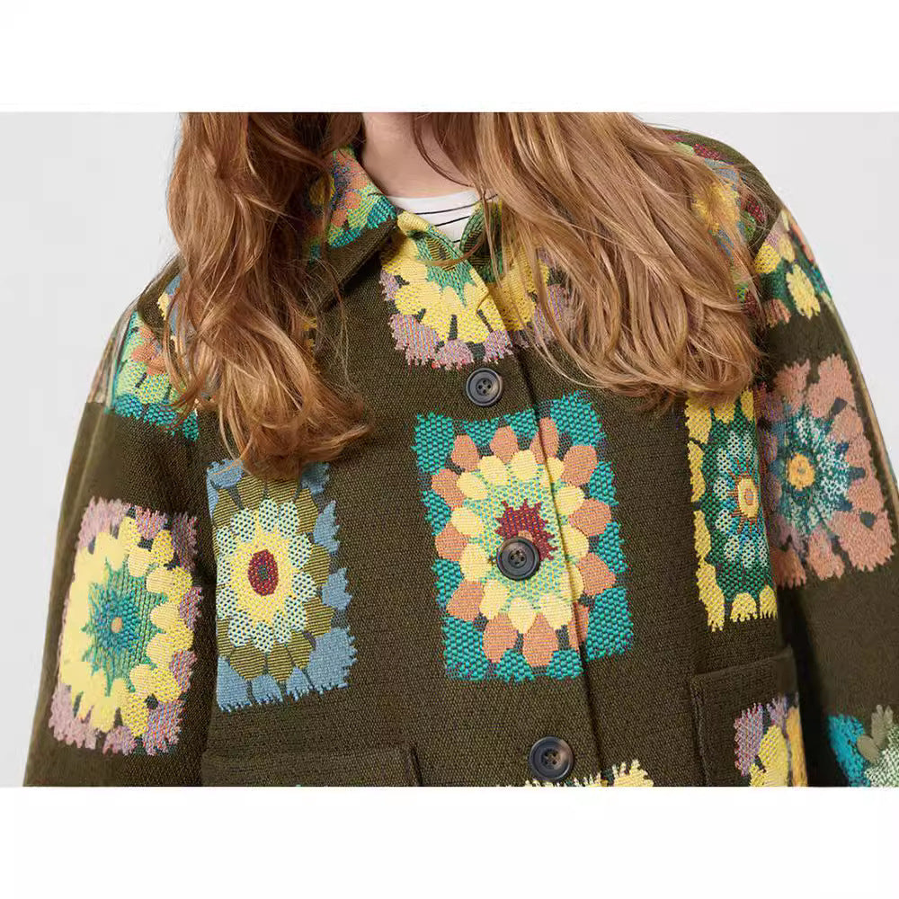 VerdeBloom Printed Lapel Coat