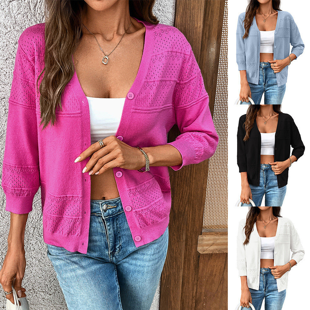 AirÉlan Hollow-Knit Cape Cardigan