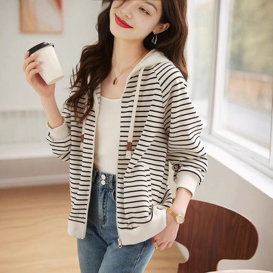 LineaEase™ Striped Hoodie Coat