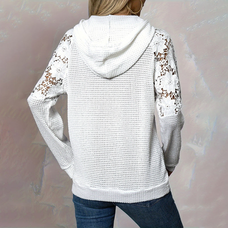 LaceAura Sheer Sleeve Hoodie