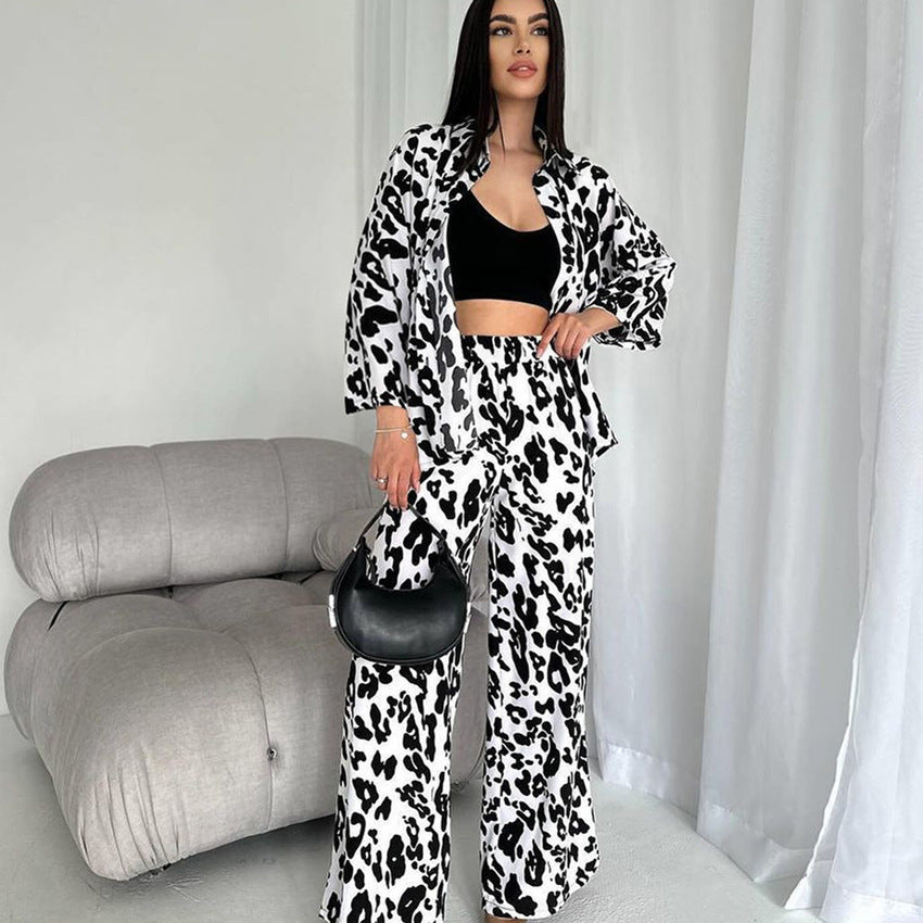 Silk-like Printed Cardigan Long-sleeved Homewear