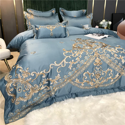 High End Embroidery And Washed Silk Net Red Bedding