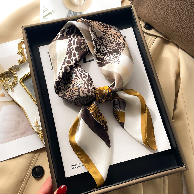 Silk Square Scarf Women's Neck Warmer Women's Hair Band