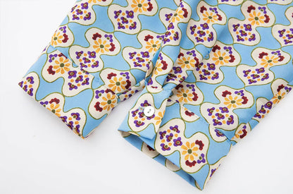 Geometric-print Silk-satin Shirt Set