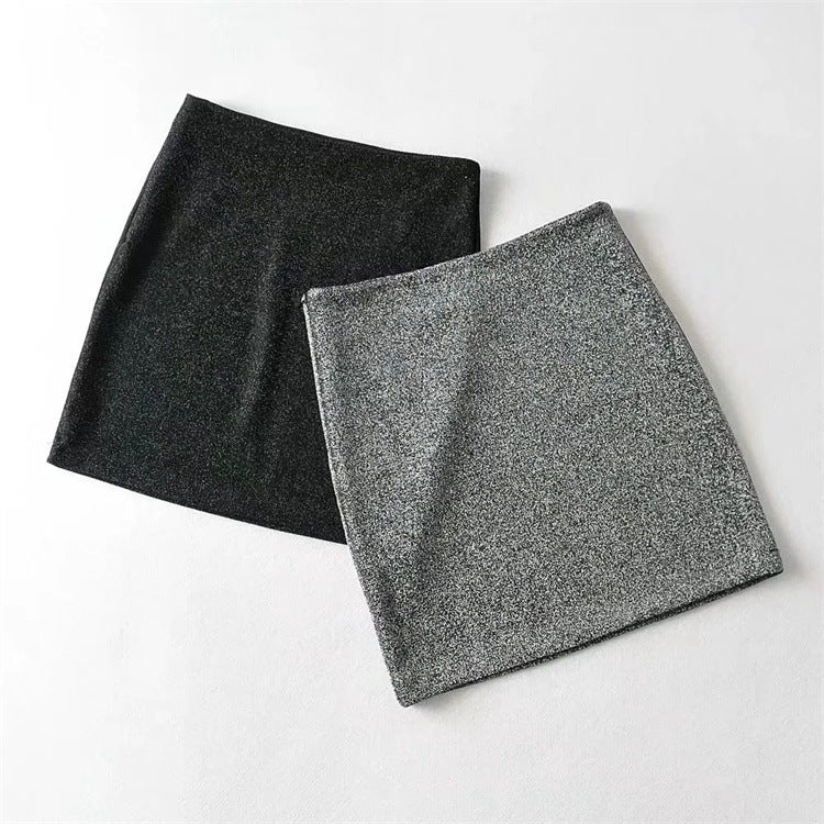 Women's Bright Silk Composite Double Layer Hip Skirt