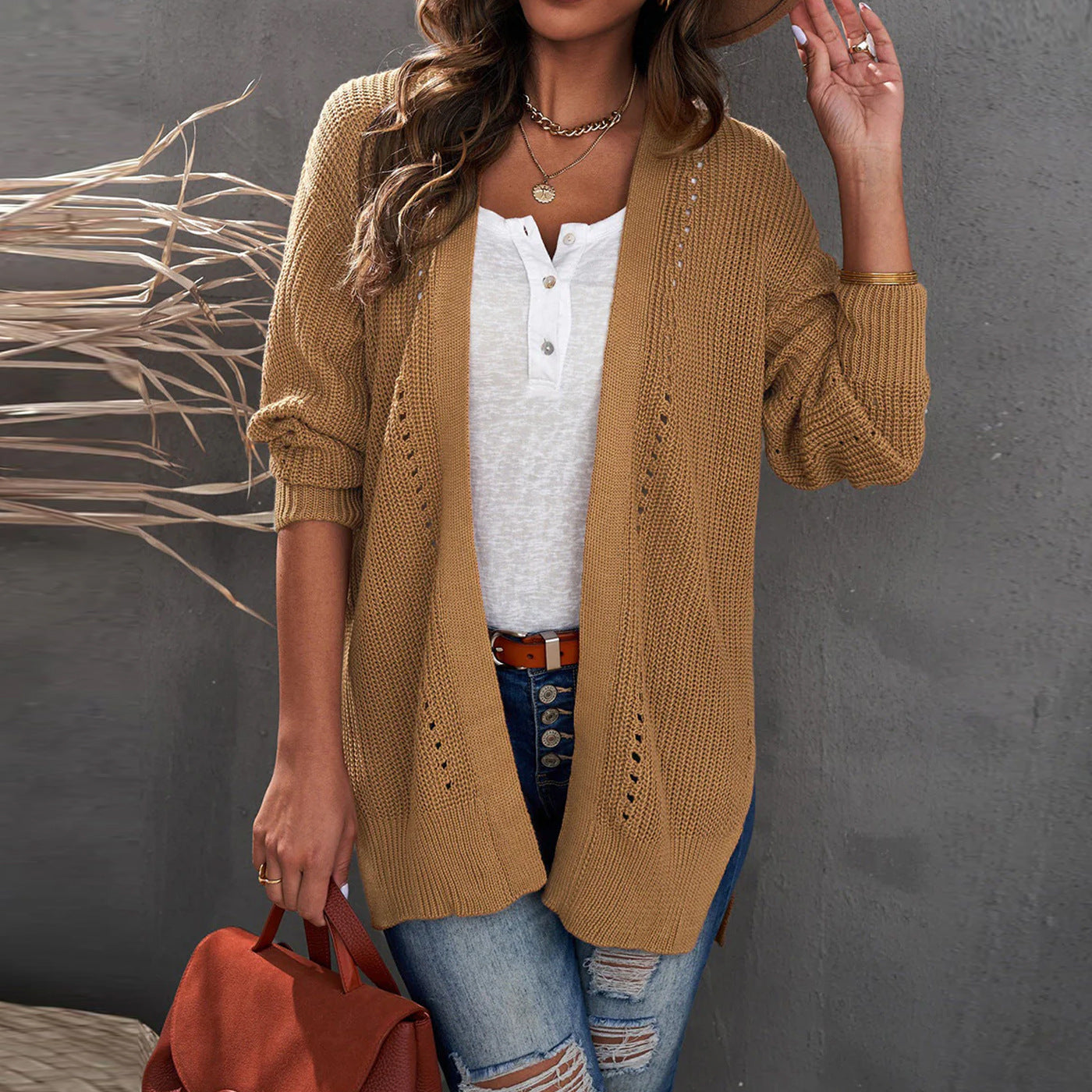 CozyVerve Split Knit Cardigan
