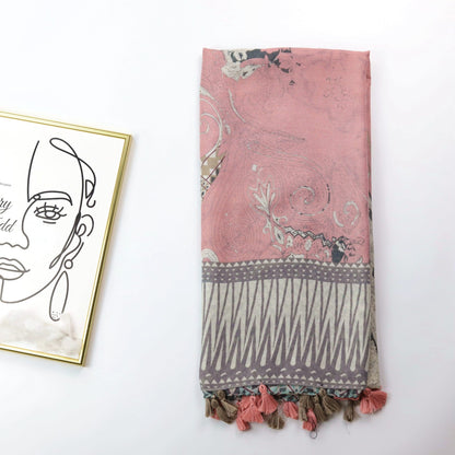 Women's Cashew Print Silk Scarf Shawl
