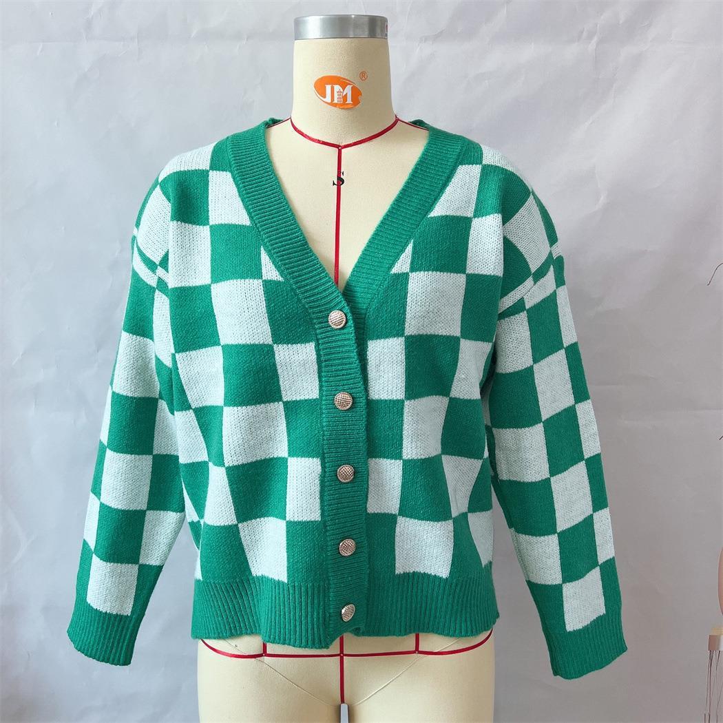 PlaidAura Contrast Sweater