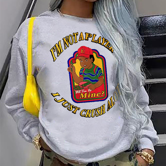 Women's Printed Long Sleeve Round Neck Casual Loose Sweater