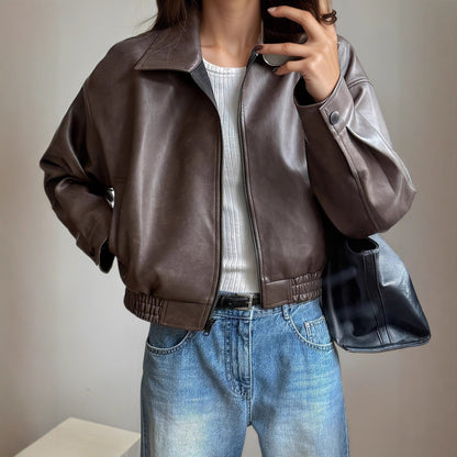 VintageAura Longline Leather Jacket