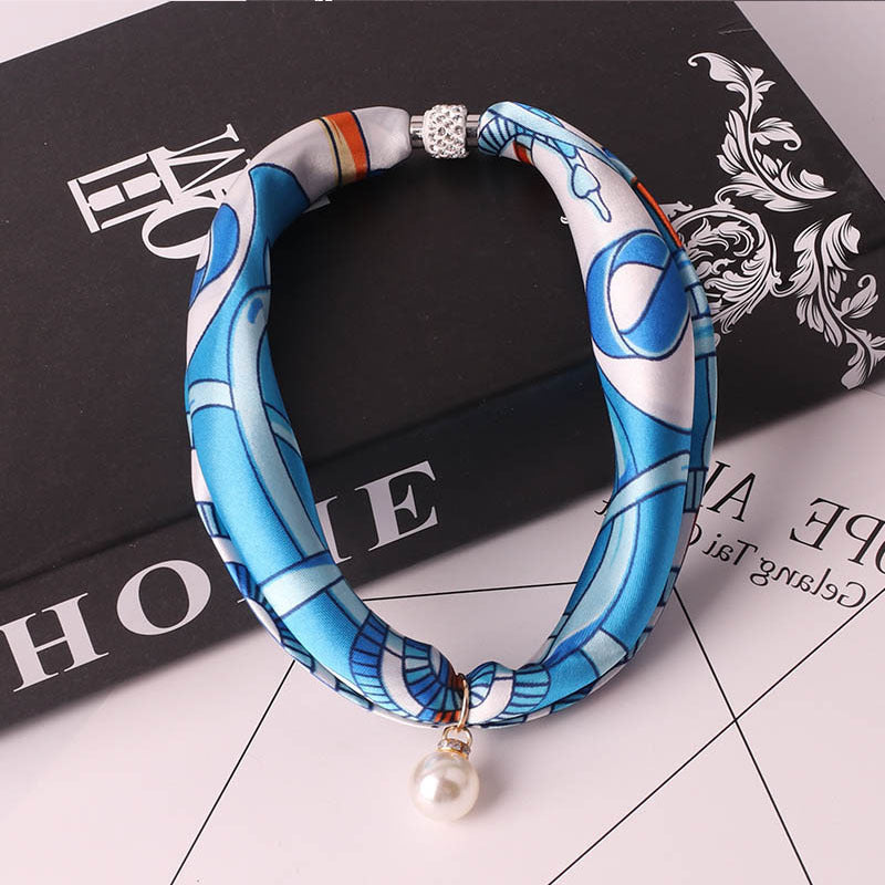 Women's Fashion Print Embellished Silk Scarf