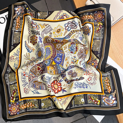 Women's Vintage Print Fashion Silk Square Scarf