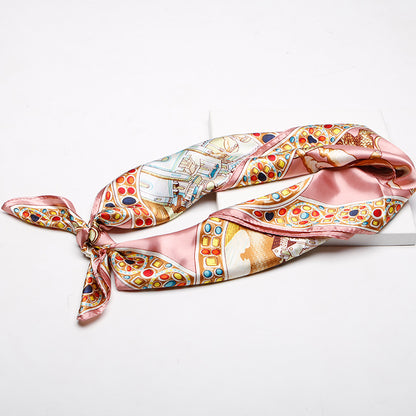 Imitation Silk Palace Print Silk Scarf Women 90cm