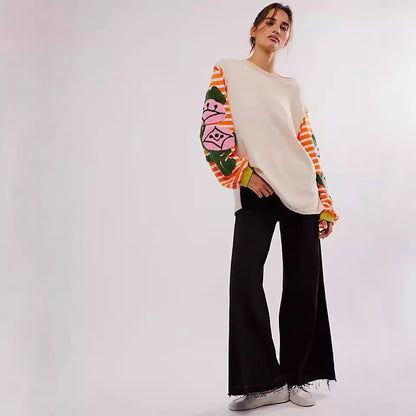ThornBloom Embroidered Patchwork Sweater