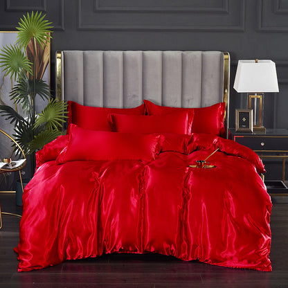 Pure Color Washed Ice Silk Quilt Cover Bedding