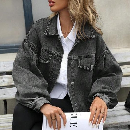 Textrue Embossed Denim Jacket