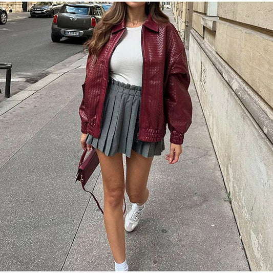 Vintage Edge Leather Zip Coat