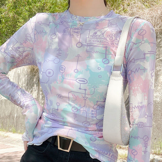 Summer Ice Silk Sunscreen Mesh Bottoming Shirt
