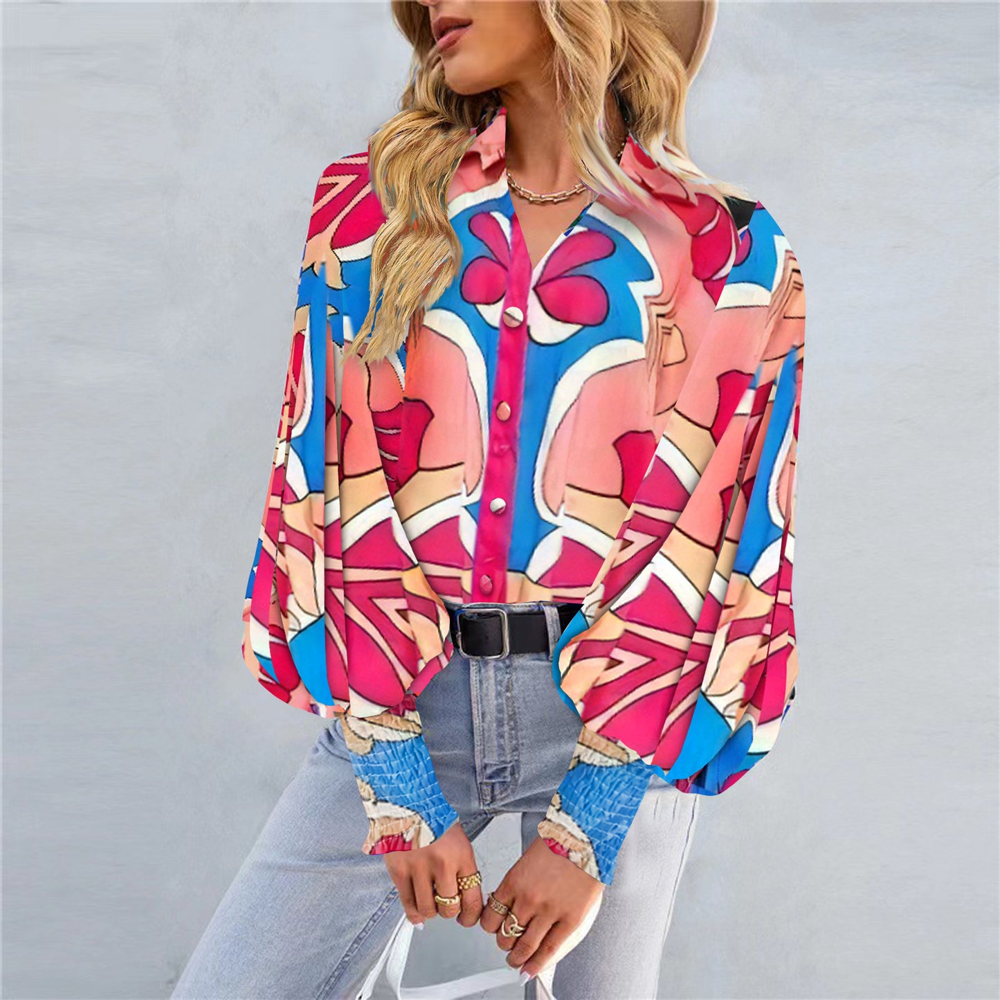 Lunaria Print Lantern Blouse
