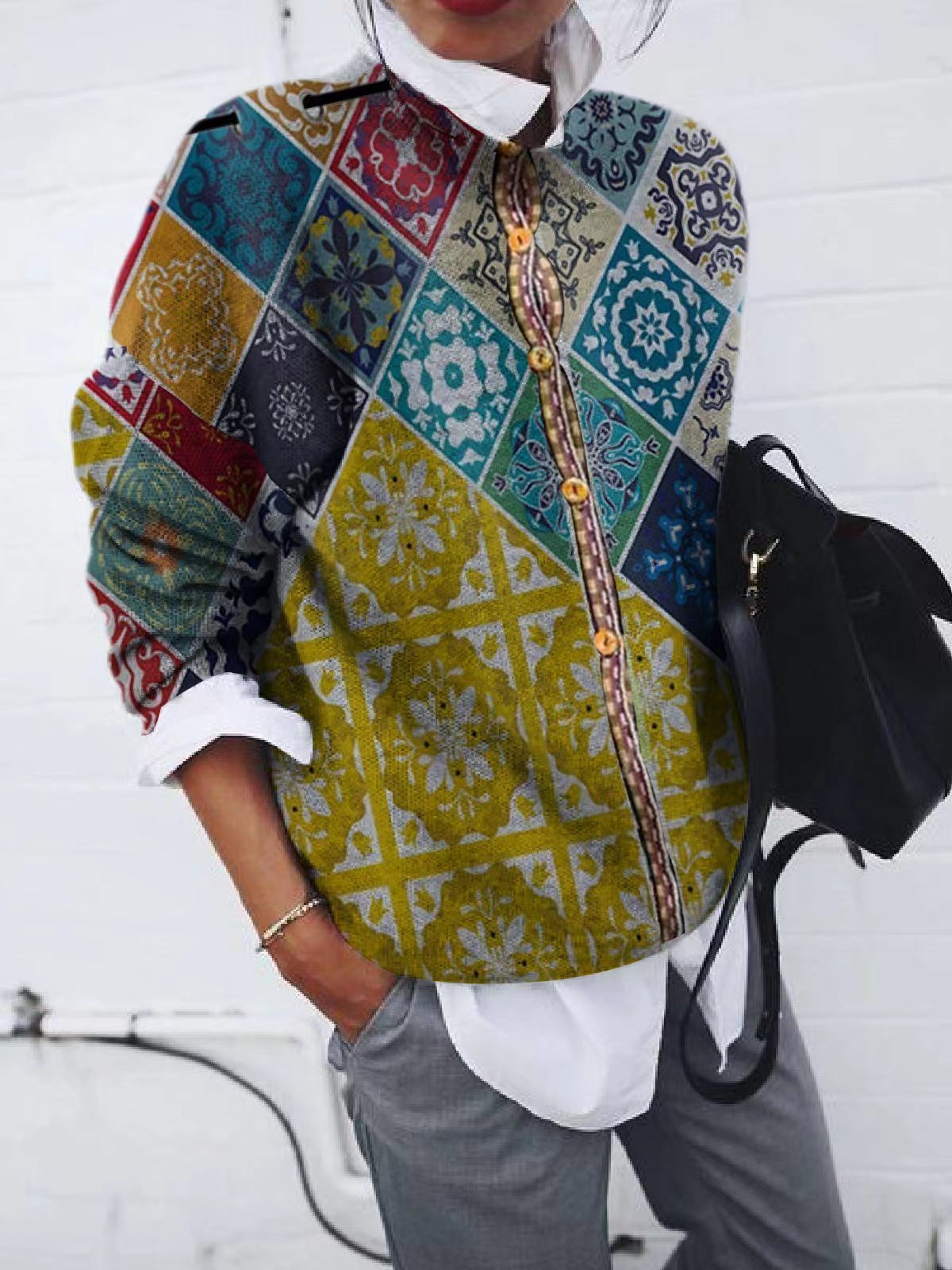 GeoLuxe Brushed Cardigan