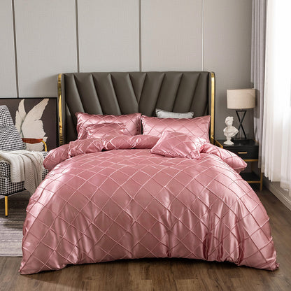 Three Pieces Of Home Ice Silk Satin Satin Cloth Checkered