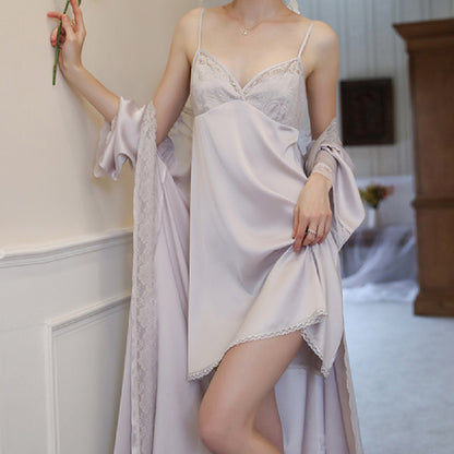 Women's Sexy Ice Silk Suspender Pajamas