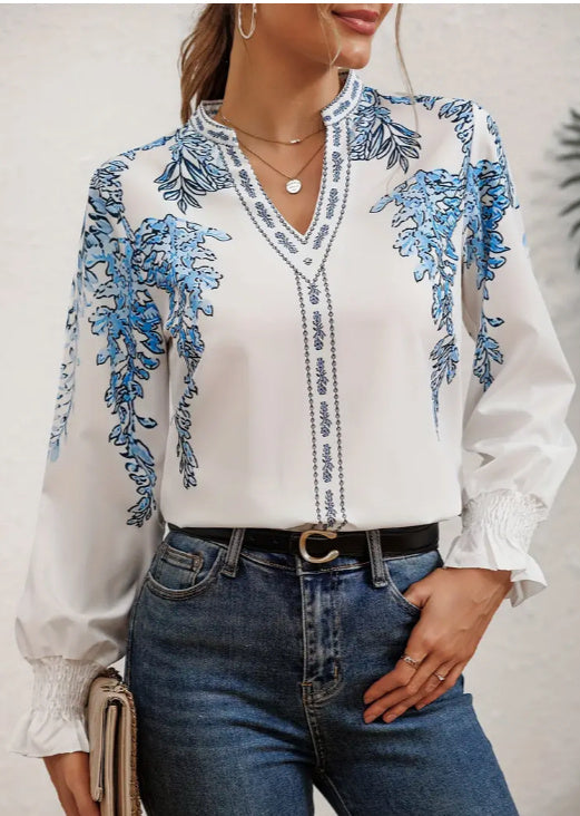 Petal Raye Ruffle Sleeve Blouse