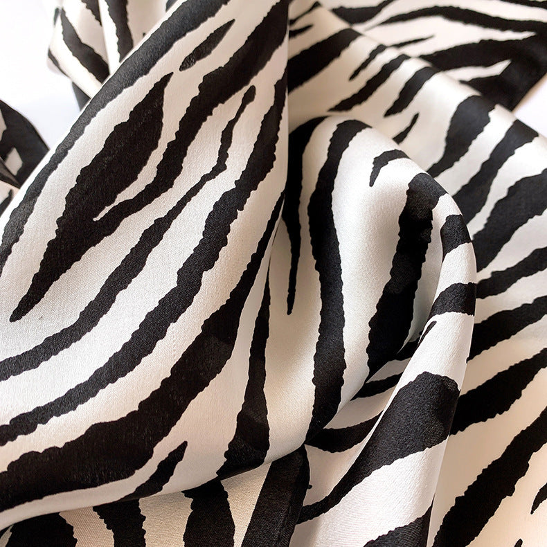 Silk Small Square Scarf Female Striped 53cm Silkworm Decorative