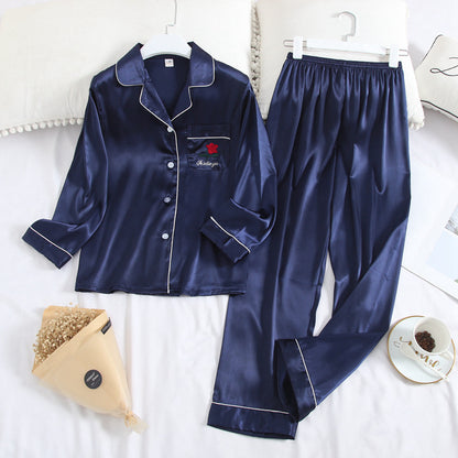 Spring and Autumn Ice Silk Homewear Set