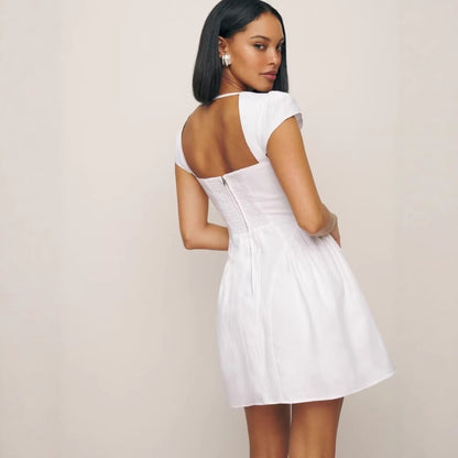 Lunara Square Neck Linen Dress