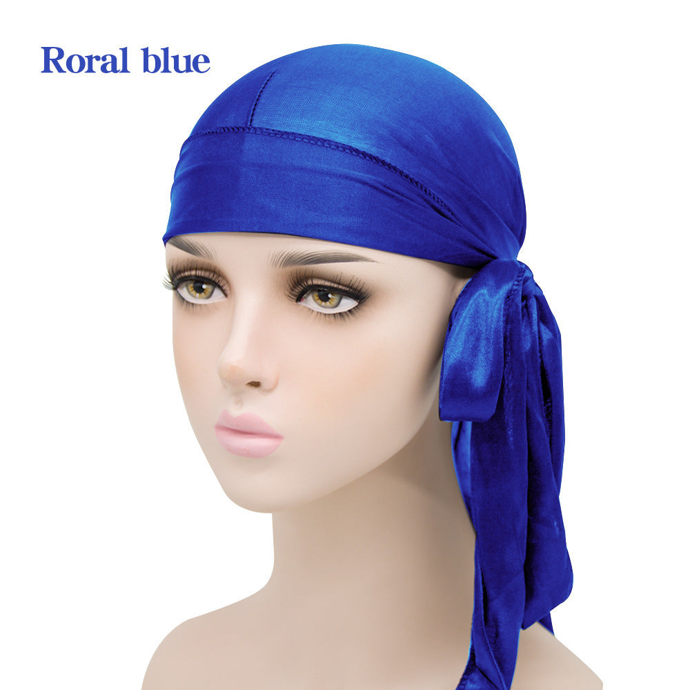 Silk Long Tail Turban Hat Silk Pirate Hat