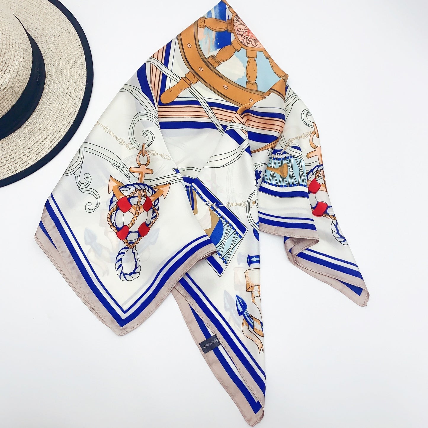 Sun shading printed silk scarf