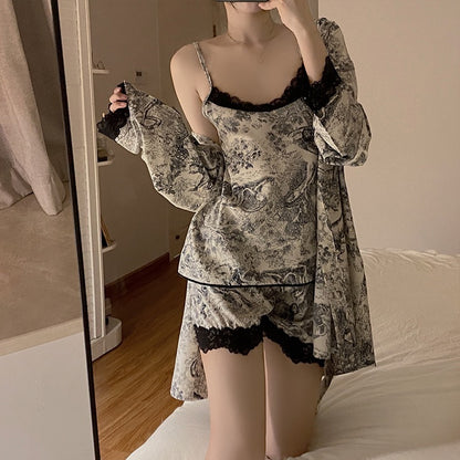 Women's Summer Ice Silk Vest Shorts Pajamas Suit