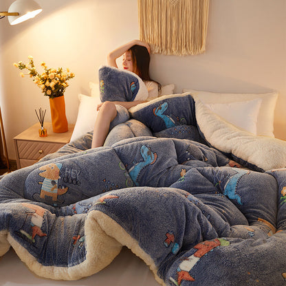 Silk Cotton Quilt Thickened Warm Lamb Fleece