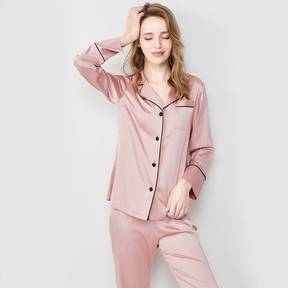 New Ice Silk Pajamas Women's Silk Long-sleeved Homewear Suit