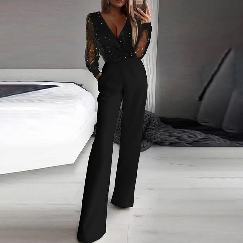 LumiVee™ Sequin Tulle Jumpsuit