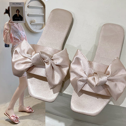 Women's Fashion Solid Color Silk Bow Shoes