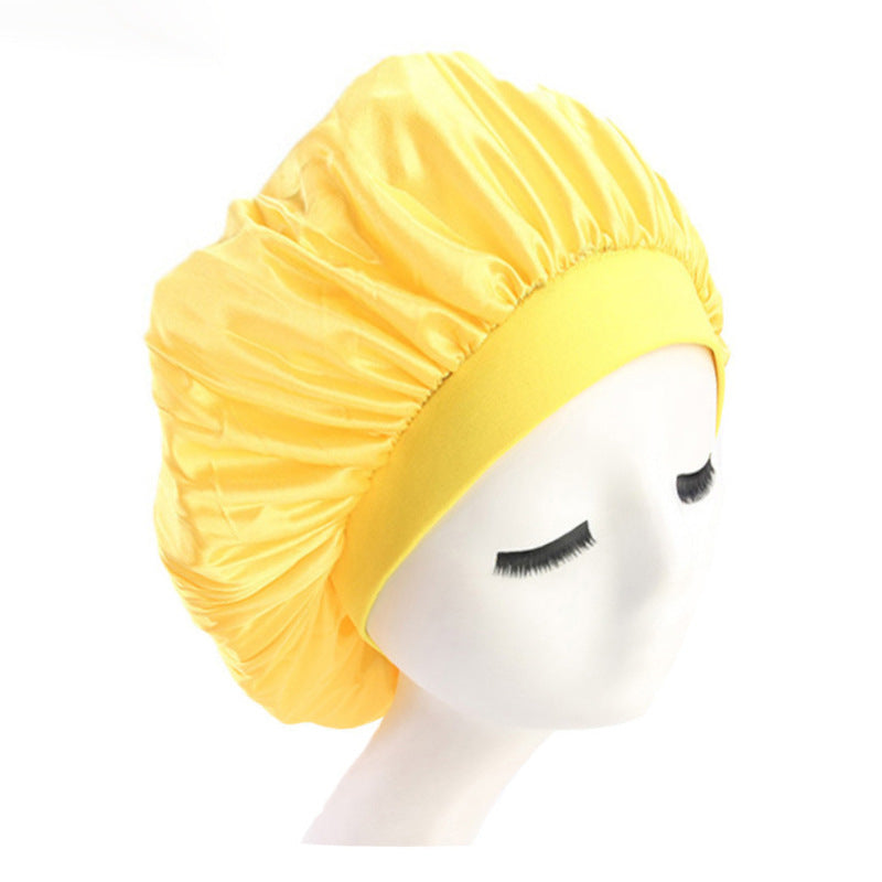 Simulation silk elastic wide-brimmed round cap