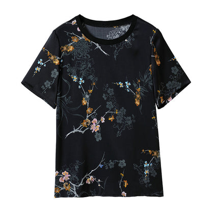 Round Neck Pullover Silk Blouse