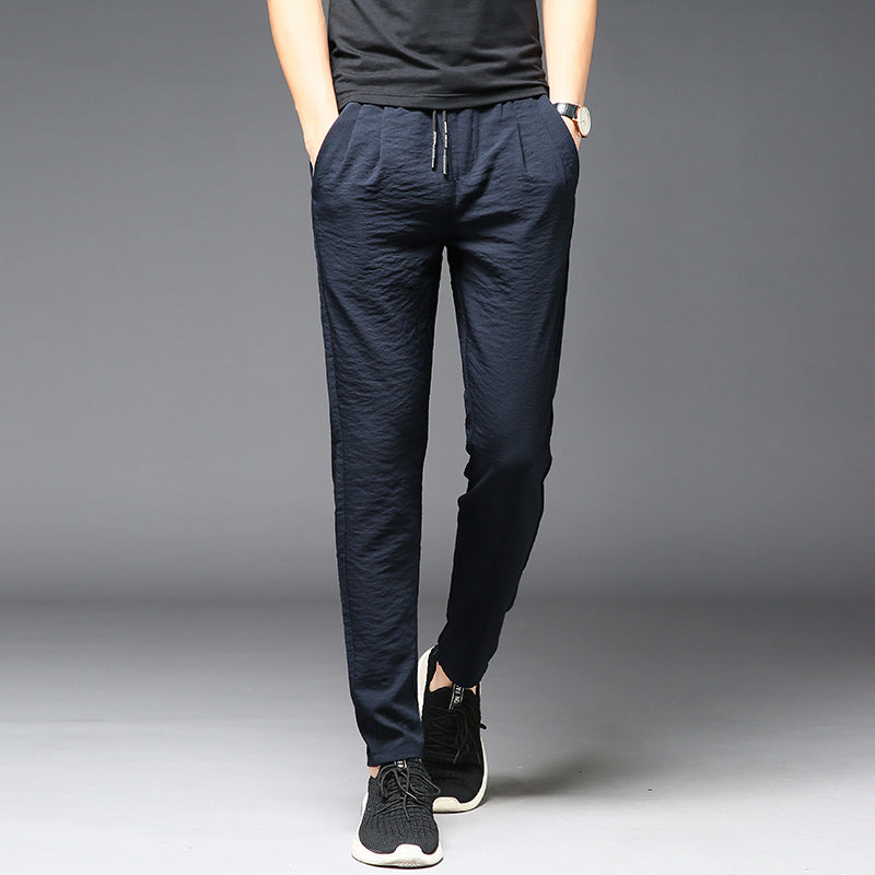 New Summer Thin Ice Silk Daddy Pants Men's Casual Pants