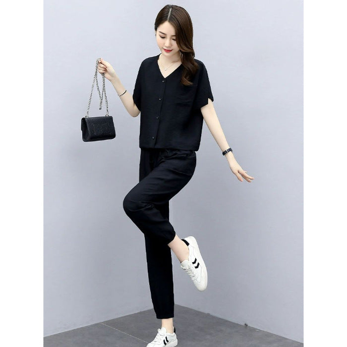 Élan Grace Cotton-Linen Co-Ord Set
