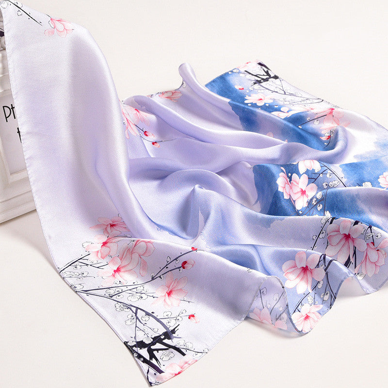 Silk Women's Square Scarf Exquisite Design Pattern Printing