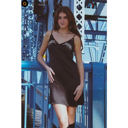 Silk Slip Dress In Jaguar Stars