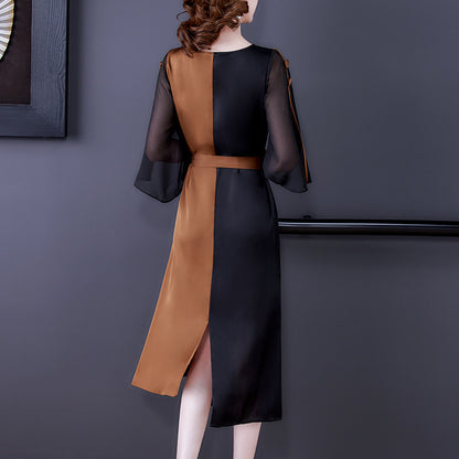 Silk Dress Color Matching Retro Temperament