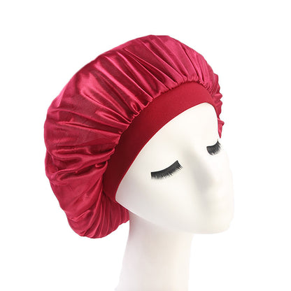 Faux Silk Dome Night Hat With Wide Brim Headband