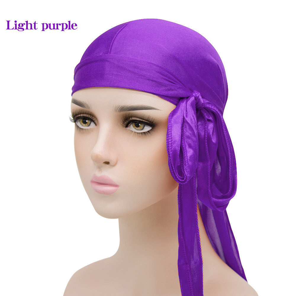 Silk Long Tail Turban Hat Silk Pirate Hat