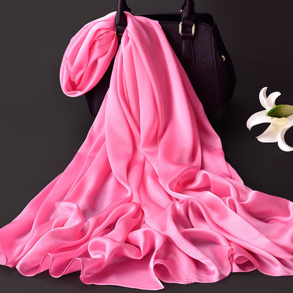 Ladies Fashion Solid Color Long Silk Scarf Shawl
