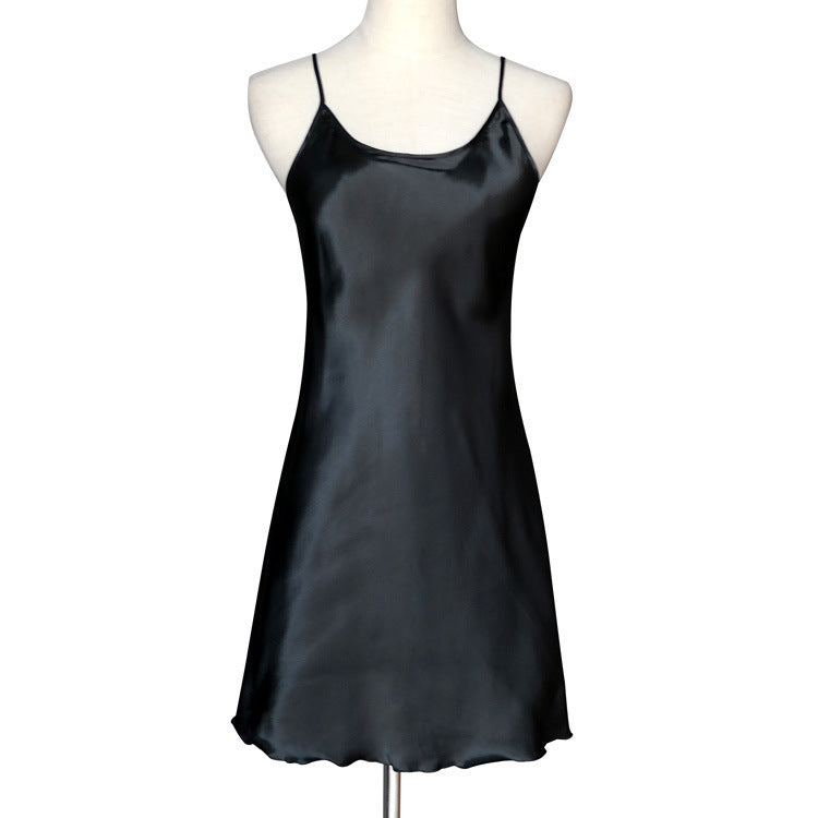 Sleeveless Plus Size Imitation Silk Suspender Skirt