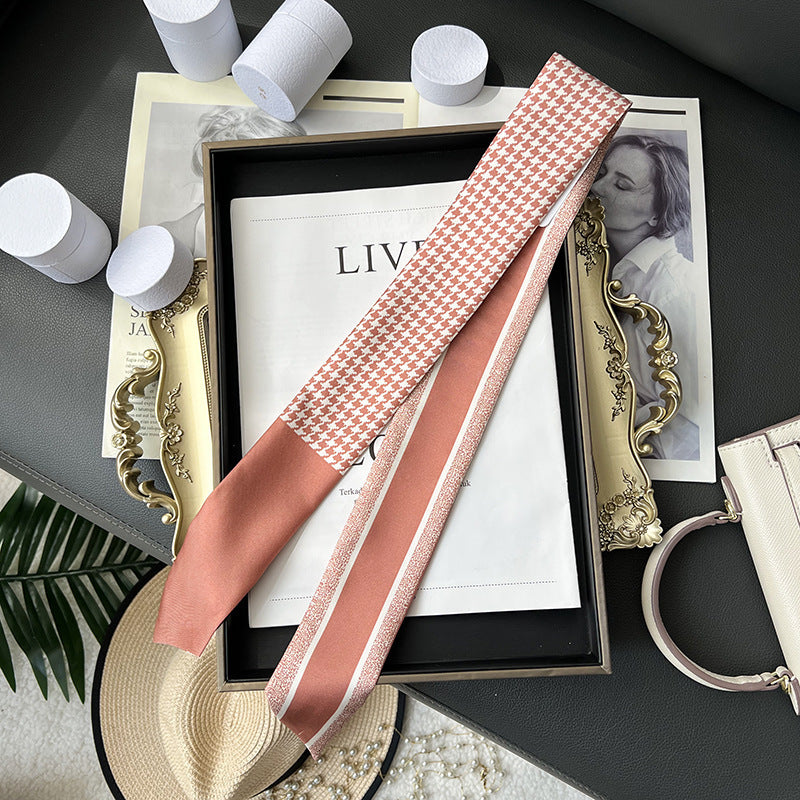 Silk Scarf Arm Bag Ribbon Thin Narrow Long Hair Band Decoration Small Scarf